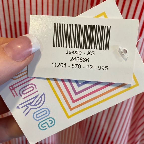 LulaRoe NWT Red/White Striped w/❤️Jessie Dress XS - Picture 10 of 11